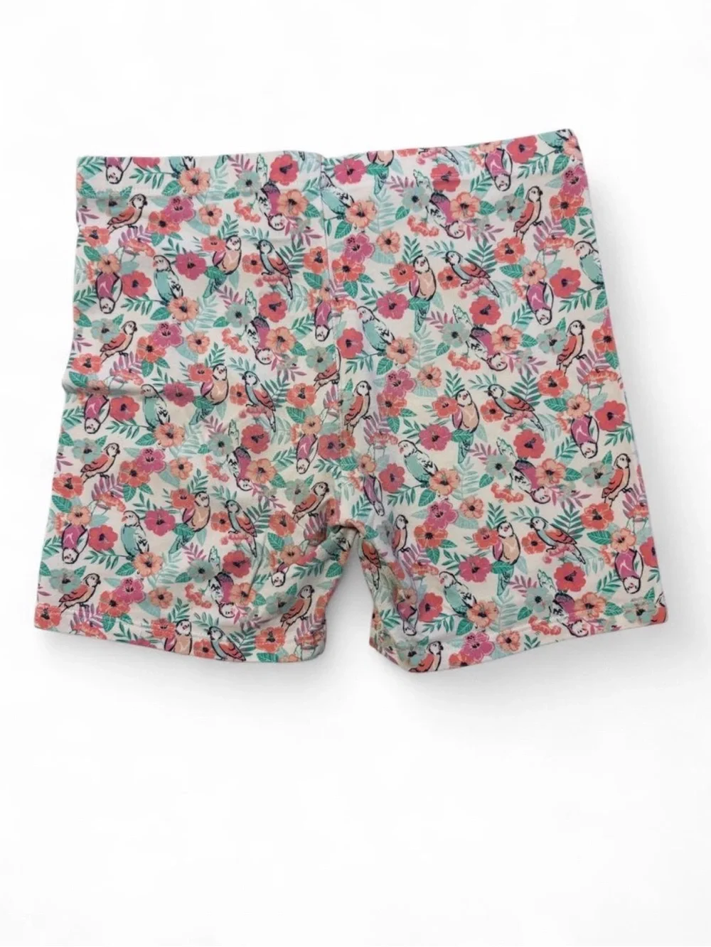🩷$3 BUNDLED- Girls Floral & Bird Print Bike Shorts in Mint Pink